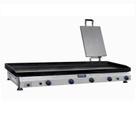 Chapa de Lanche Profissional Com Prensador Metvisa 1,2Metros a gás 6,35mm Espessura 5 Queimadores Gabinete Inox CFGP12