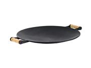 Chapa Disco Côncava Picanheira Em Ferro E Alça Madeira 45 Cm