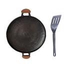 Chapa Disco De Arado Bifeira Antiaderente Alça Madeira 40Cm.