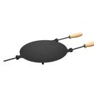 Chapa Disco Picanheira em Ferro com Cabos de Madeira 35 cm