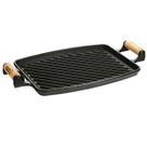 Chapa Grill De Ferro Com Alça Madeira 33x25 cm Chapa Grill De Ferro Com Alça Madeira 33x25 cm
