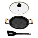 Chapa Grill Redonda Antiaderente 23cm Alumínio Fundido com Tampa e Espátula Alumínios Vitória