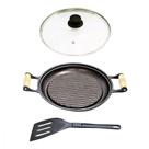 Chapa Grill Redonda Antiaderente Alça T/V 23X23Cm E Espátula. - Linha Exclusiva