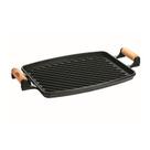 Chapa Grill Retangular Alça Madeira Panela Mineira 33x25cm Chapa Grill Retangular Alça Madeira Panela Mineira 33x25cm