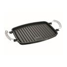 Chapa Grill Retangular Ferro Fundido Alça Espiral Base Estriada Preto Panela Mineira
