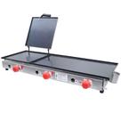 Chapa Lanche Bifeteira A Gás 90x30 Aço Inox Com Prensa Cefaz