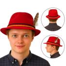 Chapéu Alemão Tradicional Vermelho Pena Pluma Oktoberfest