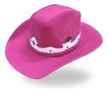 Chapéu Americano em Couro Pink com Branco