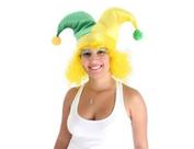 Chapéu Bobo da Corte Verde e Amarelo com Peruca Festa Brasil