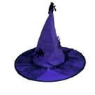Chapéu Bruxa Renda Roxo Halloween Fantasia