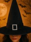 Chapéu Bruxinha Veludo Fantasia Divertida Festas Halloween Encaixe Perfeito Fivela Strass Premium