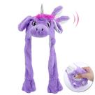 Chapéu Bubblepompom Unicorn Moving Ears de pelúcia para crianças roxo 56 cm