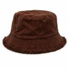 Chapéu Bucket Cotelê Unissex Aba Desfiada Estilo Vintage Streetwear Cor:Marrom