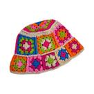 Chapéu Bucket Feminino De Crochê Artesanal Com Flores Para Outono/Inverno - Estilo Coreano INS