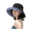 Chapéu Bucket Feminino Listrado Dupla Face Com Aba Larga Dobrável Para Proteção Solar - Ideal Para