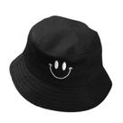 Chapéu Bucket Hat Boné Feminino Bordado Sorriso Preto