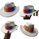 Chapéu Carnaval Folia Branco Faixa Arco Íris Adulto