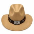 Chapéu Country Cowboy Rodeio Estilo Western com Fivela Decorativa Cor:Bege