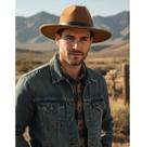 Chapéu Cowboy Fedora Masculino Adulto Marrom Luxo
