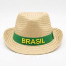 Chapéu Cowboy Palha Grossa Fita Brasil Bege Chapéu Cowboy Palha Grossa Fita Brasil Bege