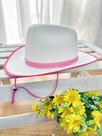 Chapéu Cowboy Rosa Infantil Feminino Boiadeira Texano Branco para Festas