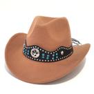 Chapéu Cowboy Western Caqui em Poliéster Unissex com Faixa de Strass