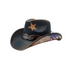 Chapéu Cowboy Western de Palha com Bandeira dos EUA e Aba Larga para Sol Adulto