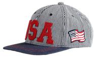 Chapéu de beisebol listrado infantil com bandeira americana Chapéu Snapback para meninos de algodão (azul, 2 a 6 anos)