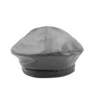 Chapéu de boina MOSSTYUS feminino clássico de couro PU cinza Chapéu de boina MOSSTYUS feminino clássico de couro PU cinza