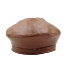 Chapéu de boina MOSSTYUS feminino clássico de couro PU marrom