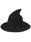Chapéu de bruxa Century Star feminino de lã de Halloween, aba larga, preto