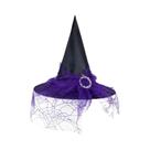 Chapéu de Bruxa de Halloween - Adulto e Infantil - com Rede de Gaze e Tafetá de Poliéster Chapéu de Bruxa de Halloween - Adulto e Infantil - com Rede de Gaze e Tafetá de Poliéster