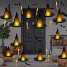 Chapéu de bruxa de Halloween com luz flutuante e 12 chapéus