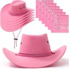 Chapéu de caubói e bandana Zhanmai Western Party Traje rosa