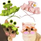 Chapéu de coelho para animais de estimação Homedy Crafts, tricotado, flor de sapo, 2 unidades