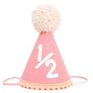 Chapéu de cone de meio aniversário para bebês SYESQL para 6 meses, rosa bebê