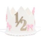 Chapéu de coroa de aniversário Jissoo Bow 1/2 para menina de 6 meses