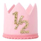 Chapéu de coroa de meio aniversário SYESQL para meninas e meninos (rosa dourado)