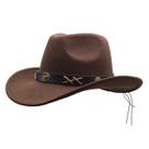 Chapéu de cowboy de cowgirl IFSUN, pele infantil, feltro, aba larga, marrom