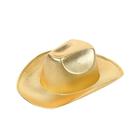 Chapéu de cowboy dourado com acabamento metálico brilhante em estilo ocidental Chapéu de cowboy dourado com acabamento metálico brilhante em estilo ocidental