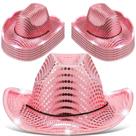 Chapéu de cowboy, luzes LED Kigeli para adultos, lantejoulas rosa x10 Chapéu de cowboy, luzes LED Kigeli para adultos, lantejoulas rosa x10