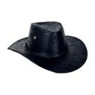 Chapéu de cowboy preto envelhecido em material sintético, capa solar de aba larga