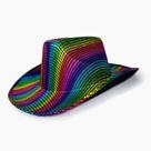 Chapéu de cowboy Rainbow Grid Tecido metálico brilhante EVA 38x32x12cm