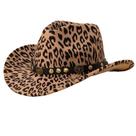 Chapéu de cowboy unissex estilo western com estampa de leopardo em pelo sintético
