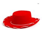 Chapéu de cowboy vermelho, jeans, estilo ocidental, com detalhe de corda branca