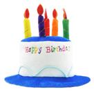Chapéu de festa Novelty Place Blue Plush Happy Birthday Cake