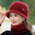 Chapéu De Inverno Feminino Pele Forrado Com Cachecol