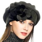 Chapéu de inverno VECRY Lady French Beret 100% lã, vestido floral