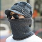 Chapéu De Lã Masculino Para Inverno Com Cachecol