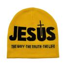 Chapéu de Malha Unissex Jacquard com Estampa "JESUS" - Quente e Ideal para Outono/Inverno